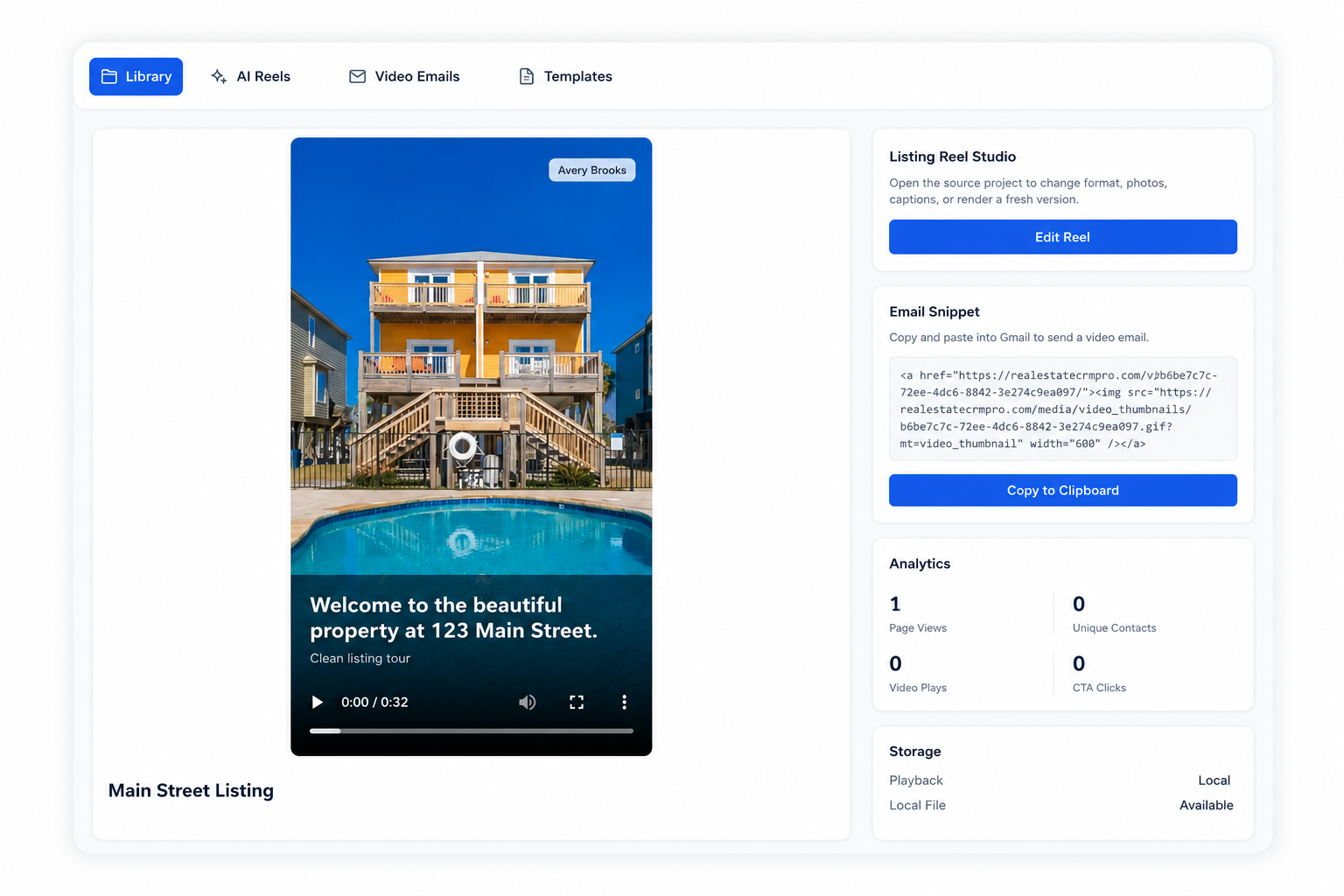 AI-generated listing reels